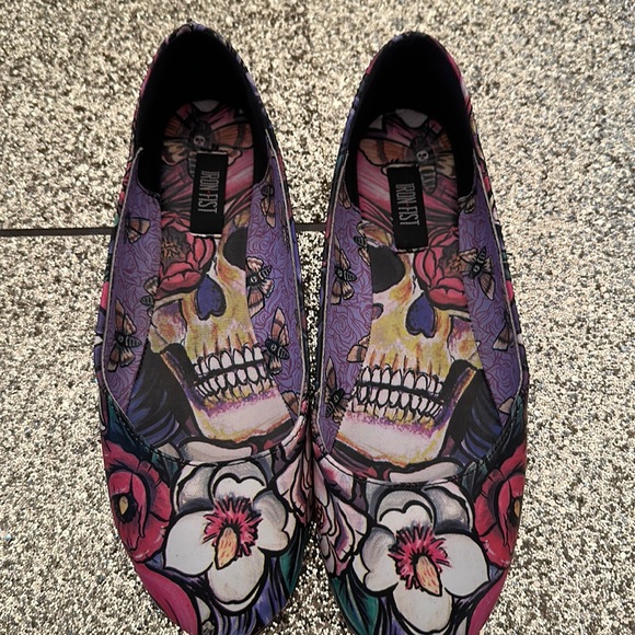 Iron Fist Shoes - Iron Fist flats size 7 flowers spiders skull
